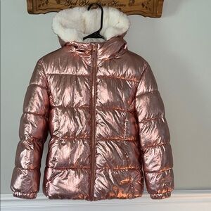 Girls ZeroXposur Metallic Pink Puffer Jacket
